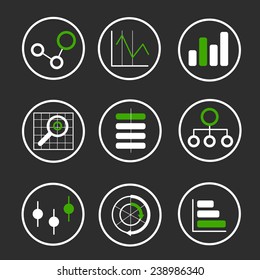 Vector collection of plane icons on a theme of computer technology and Big Data