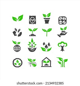 Vector collection of plant icons. Plant symbols that may be needed to create a flyer design. - Shutterstock ID 2134932385