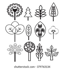 Vector collection of Plants and Trees nature set icons-illustration