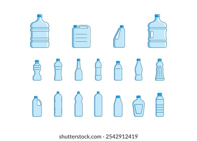 vector collection of plastic bottles for drinks or mineral water