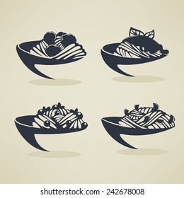 vector collection of plates with spaghetti