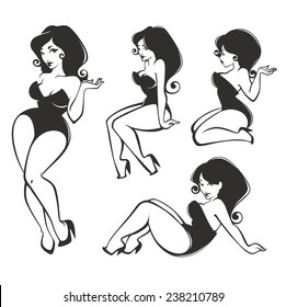 vector collection of plus size pin up girls
