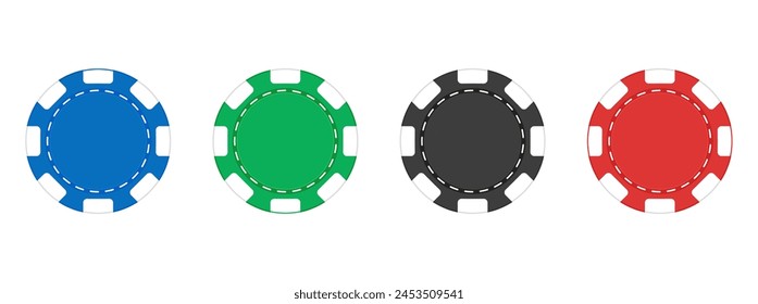 Vektorgrafik Kollektion von Pokerchips. Token auf weißem Hintergrund. Casino-Chips. Vektorillustration.