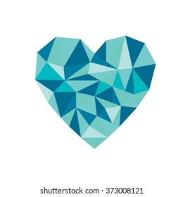 vector collection of polygonal blue ocean hearts on white background vector icon