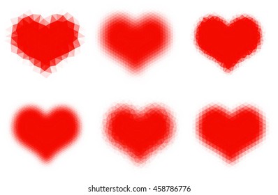 vector collection of polygonal red hearts