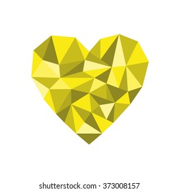 vector collection of polygonal yellow green hearts on white background vector icon