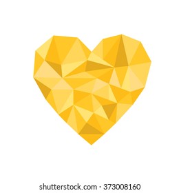 vector collection of polygonal yellow hearts on white background vector icon