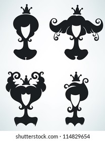 vector collection of princess's head silhouettes