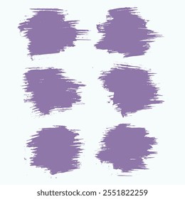Vector collection of purple color grunge decoration isolated brush stroke line