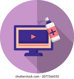Vector collection of purple icons in modern flat design style on Corona virus concept. Isolated on white background.
