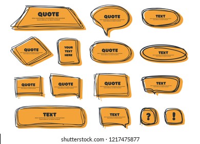 Vector collection of quote blank with hand drawn line