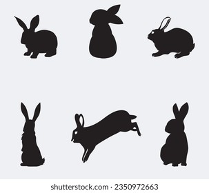 Vector Collection of rabbit Silhouettes