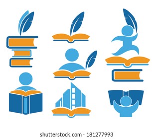 vector collection of reading symbols, books, studying and education