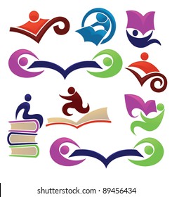 vector collection of reading symbols, books and education