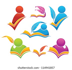 vector collection of reading and writing symbols, books and education