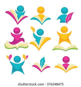 vector collection of reading and writing symbols, books and education icons