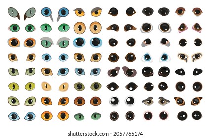 Colección vectorial de ojos realistas de gato y perro. Ilustraciones para aplicaciones web.