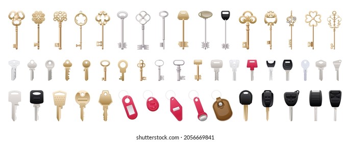 Vector collection of realistic keys.