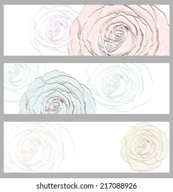 Vector collection of realistic painted floral banners