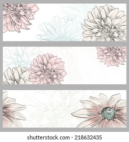 Vector collection of realistic painted floral banners