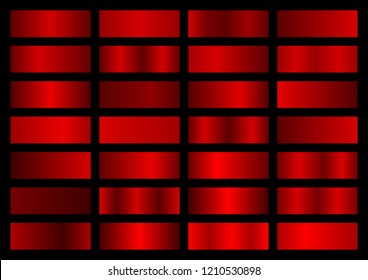 Vector collection of red metallic gradients, chrome christmas gradient set - Shutterstock ID 1210530898