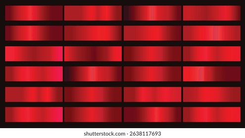 Vector collection of red metallic gradients, chrome christmas gradient set, red gradients metallic gradients set.eps8
