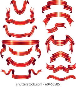 vector collection of red ribbons or banners. christmas holiday style