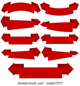 The vector collection of red ribbons, isolated on white. Red ribbons on a white background for your design project 
