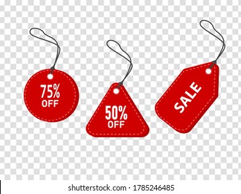 Vector collection of red sale tags, best choice, special offer. Labels for banners and posters design. Isolated from the background