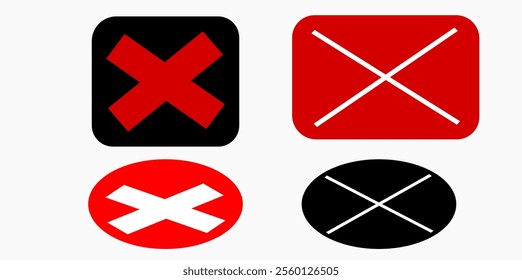 Vector collection of rejected, no, cancel and wrong signs.