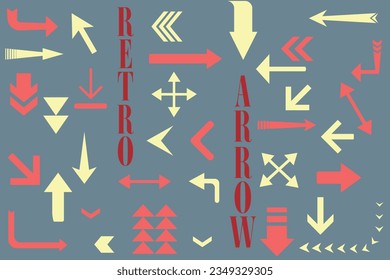 Colección vectorial de flechas retro con estilo elegante sobre un fondo vintage