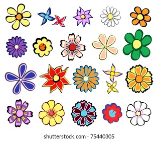 Vector collection of retro flowers