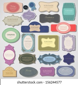 vector collection of retro vintage labels. Vector illustration.
