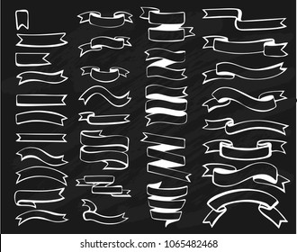 Vector collection with  ribbons on the black background