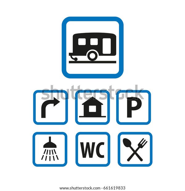 Vector Collection Road Signs Camper Tourists Stock Vector (Royalty Free ...