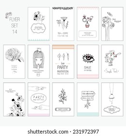 Vector collection of romantic invitations: wedding, marriage, bridal, birthday, valentine's day