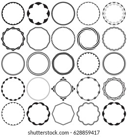 Vector Collection of Round Decorative Border Frames with Clear Background. Ideal for vintage label designs.