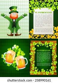 vector collection of saint patrick' s day background illustration with  leprechaun cartoon, beer mug and space for your text