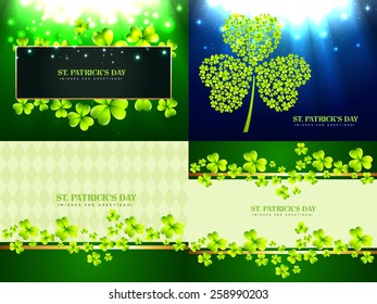vector collection of saint patrick's day background with clover leafs