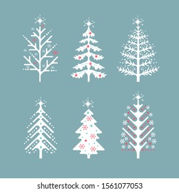  Vector collection of Scandinavian Christmas trees