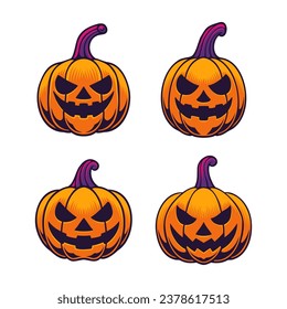 Colección vectorial de calabazas de Halloween aterradoras