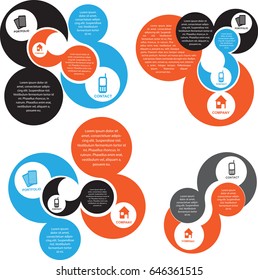 Vector collection of schemes background with icons for company presentation