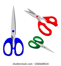 Vector collection of scissors, trimmer in isolated illustrations on a white background.