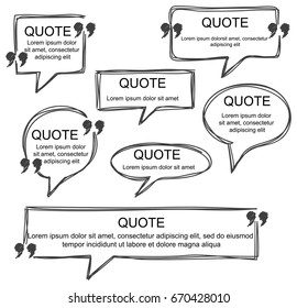 Vector collection of scribbled comic speech bubbles with hand drawn style. Copy space for quote. EPS8