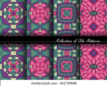 Vector Collection of Seamless Vintage Patterns. Hand Drawn Tile Textures, Ethnic Ornaments, Abstract Seamless Textures