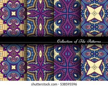 Vector Collection of Seamless Vintage Patterns. Hand Drawn Tile Textures, Ethnic Ornaments, Abstract Seamless Textures