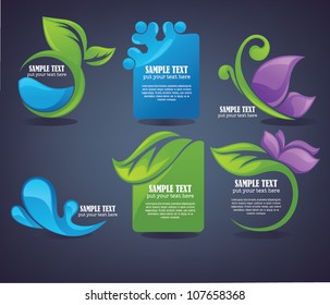 vector collection of season stickers, labels and text frames