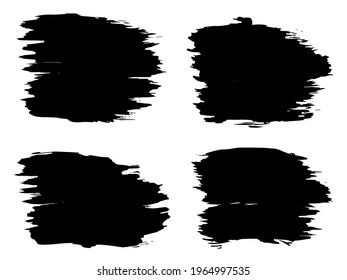 Colección de vectores o conjunto artístico de pintura negra, tinta o acrílico de mano creativa de pincel de fondo aislado en blanco como arte de grunge o grungo, educación elementos abstractos diseño de marco