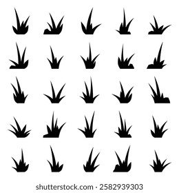 Vector collection set of common grass silhouettes.	