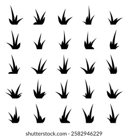 Vector collection set of common grass silhouettes.	